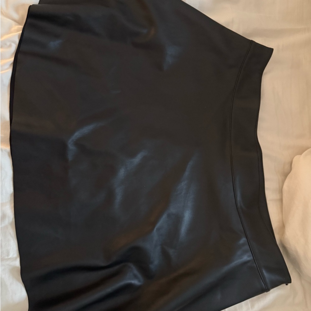 ASOS High Waisted Black Faux Leather A-Line Skirt - Women's